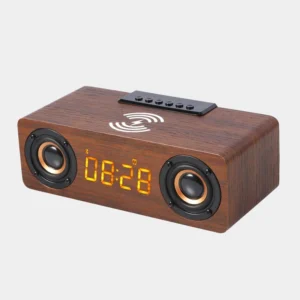 Réveil bluetooth subwoofer, radios FM en bois