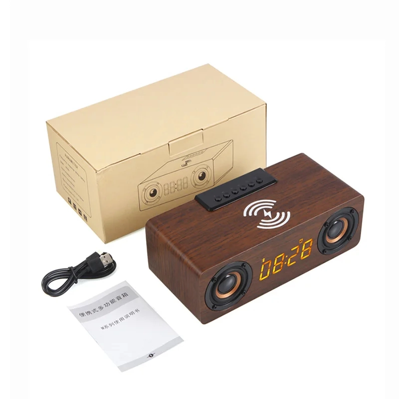Réveil bluetooth subwoofer, radios FM en bois – Image 7
