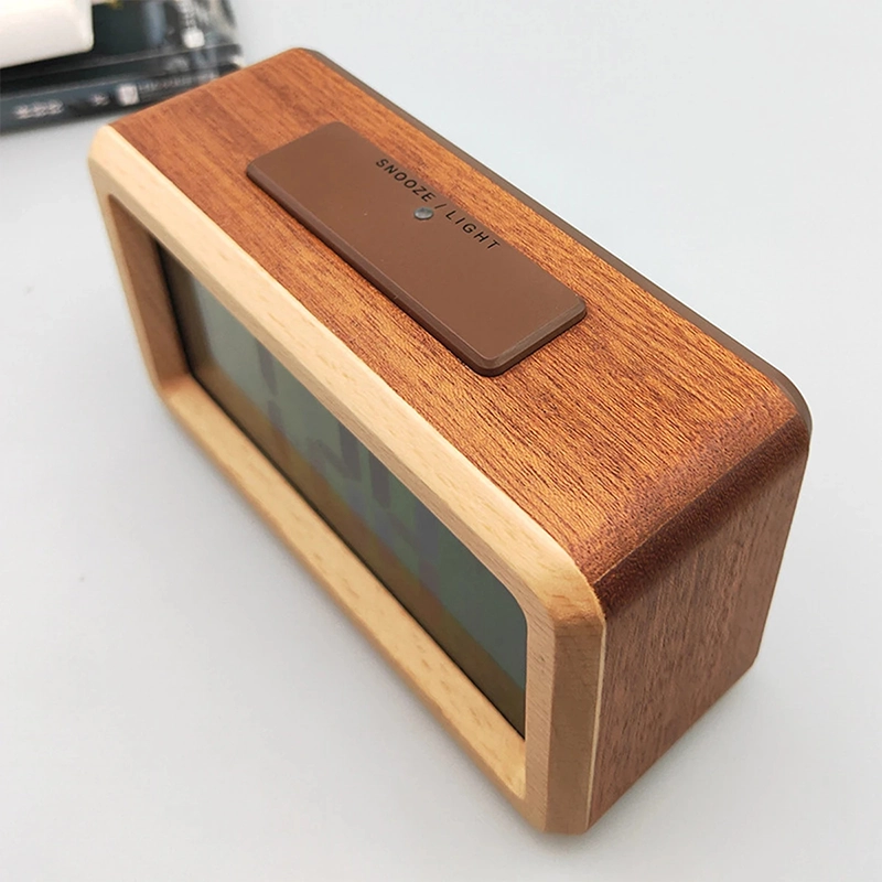 Réveil numérique bois LED avec température – Image 4