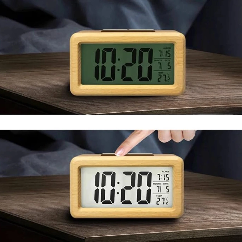Réveil numérique bois LED avec température – Image 5