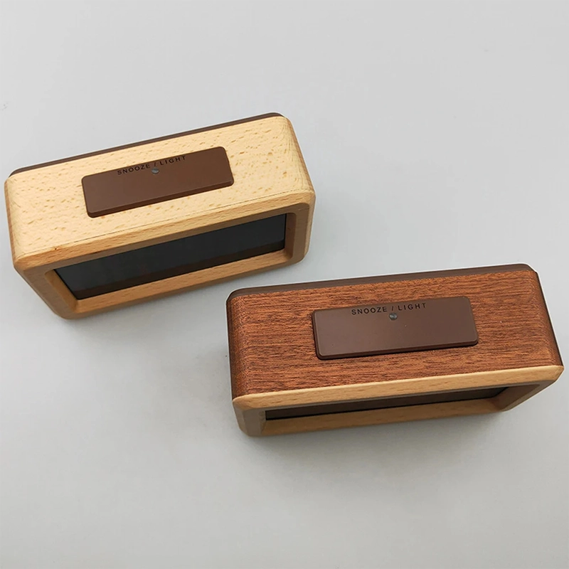 Réveil numérique bois LED avec température – Image 7