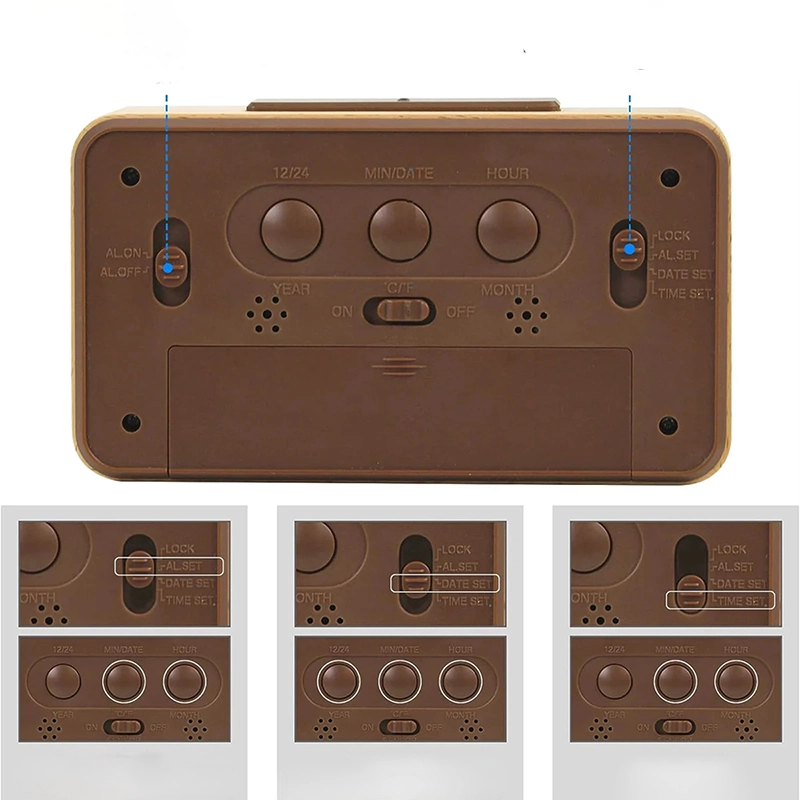 Réveil numérique bois LED avec température – Image 8