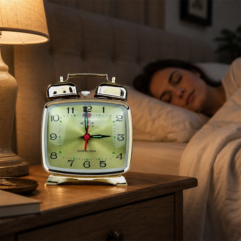 Réveil mécanique et horloges silencieux, vintage en métal – Image 2