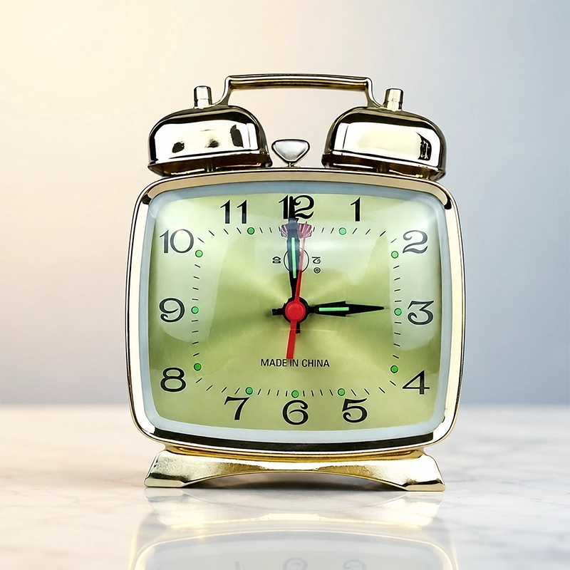 Réveil mécanique et horloges silencieux, vintage en métal – Image 3