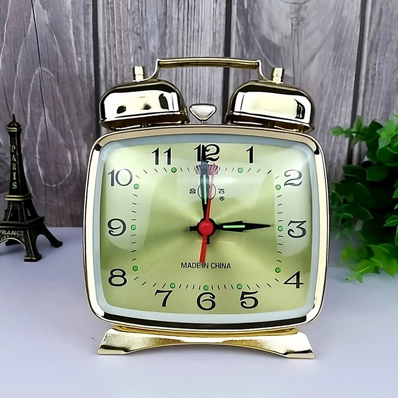 Réveil mécanique et horloges silencieux, vintage en métal – Image 4