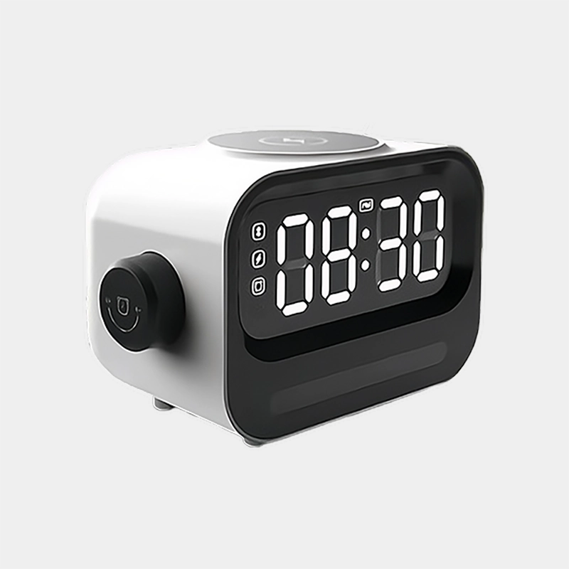 Réveil radio bluetooth et veilleuse avec chargement sans fil 15W,