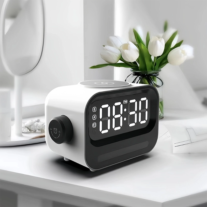 Réveil radio bluetooth et veilleuse avec chargement sans fil 15W, – Image 3
