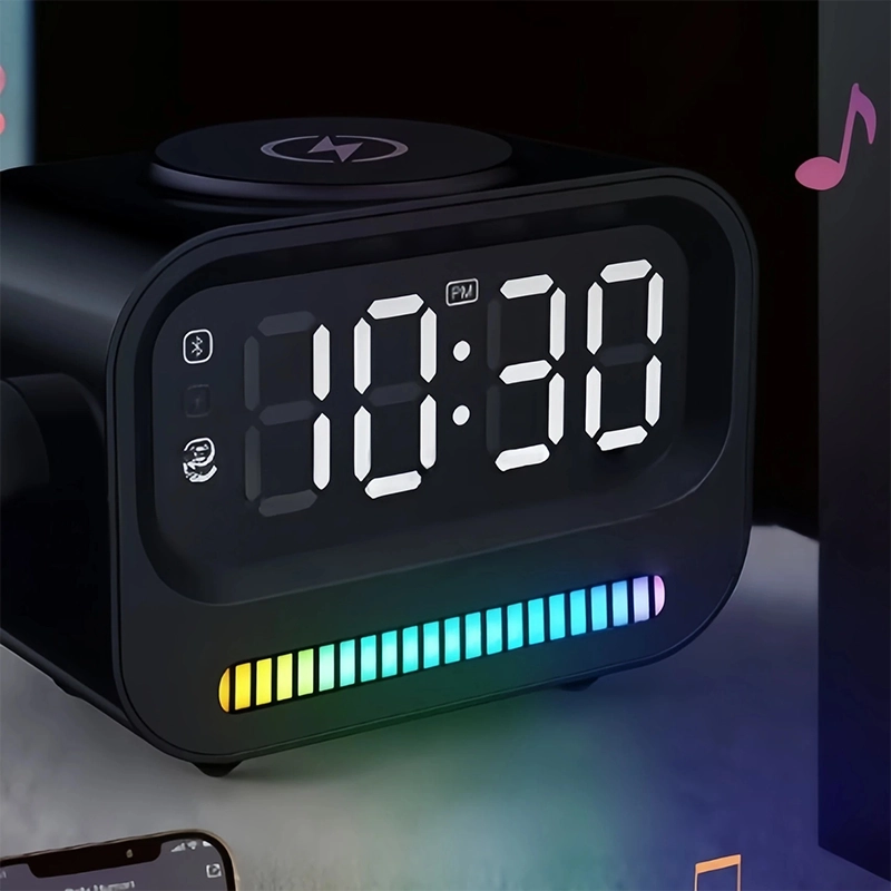 Réveil radio bluetooth et veilleuse avec chargement sans fil 15W, – Image 5